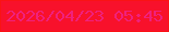 文字の大きさ：5、枠の色：fa1315、背景の色：f8112b、文字の色：f0217c 無料ブログパーツのブログ時計