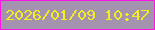 文字の大きさ：3、枠の色：fa17e2、背景の色：a393af、文字の色：f3ed21 無料ブログパーツのブログ時計