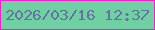 文字の大きさ：2、枠の色：fa1ad1、背景の色：6fd0a1、文字の色：6771a4 無料ブログパーツのブログ時計