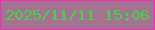 文字の大きさ：4、枠の色：fa27ba、背景の色：a47391、文字の色：45d34a 無料ブログパーツのブログ時計