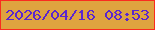 文字の大きさ：2、枠の色：fa2b1f、背景の色：dfa33f、文字の色：5a26ce 無料ブログパーツのブログ時計