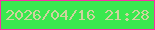 文字の大きさ：4、枠の色：fa30a6、背景の色：3ae84f、文字の色：ced39e 無料ブログパーツのブログ時計