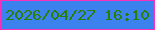 文字の大きさ：3、枠の色：fa30ba、背景の色：3c82ee、文字の色：2b7f04 無料ブログパーツのブログ時計