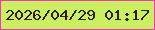 文字の大きさ：2、枠の色：fa30c6、背景の色：c9f15f、文字の色：331a12 無料ブログパーツのブログ時計