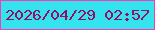 文字の大きさ：5、枠の色：fa39b7、背景の色：34e3ed、文字の色：910f67 無料ブログパーツのブログ時計