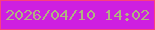 文字の大きさ：1、枠の色：fa3f80、背景の色：ce1fe1、文字の色：b0b282 無料ブログパーツのブログ時計