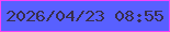 文字の大きさ：4、枠の色：fa43f8、背景の色：5860ff、文字の色：382e4b 無料ブログパーツのブログ時計
