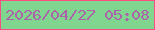 文字の大きさ：5、枠の色：fa4e84、背景の色：81d68f、文字の色：ac62a9 無料ブログパーツのブログ時計