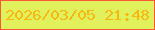 文字の大きさ：2、枠の色：fa5838、背景の色：e1f05d、文字の色：fab80e 無料ブログパーツのブログ時計