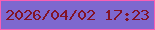 文字の大きさ：1、枠の色：fa5fb4、背景の色：7e68cf、文字の色：821326 無料ブログパーツのブログ時計