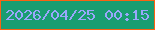 文字の大きさ：2、枠の色：fa6212、背景の色：199d71、文字の色：9aa7fc 無料ブログパーツのブログ時計