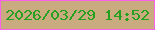 文字の大きさ：5、枠の色：fa62eb、背景の色：caab7f、文字の色：26a11f 無料ブログパーツのブログ時計