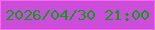 文字の大きさ：5、枠の色：fa67f0、背景の色：cb4dda、文字の色：0a9e12 無料ブログパーツのブログ時計