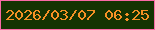 文字の大きさ：3、枠の色：fa69a6、背景の色：143302、文字の色：f59125 無料ブログパーツのブログ時計