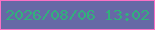 文字の大きさ：2、枠の色：fa71c5、背景の色：6669a6、文字の色：32b07c 無料ブログパーツのブログ時計