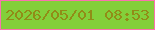 文字の大きさ：2、枠の色：fa72ae、背景の色：83cf3a、文字の色：918c17 無料ブログパーツのブログ時計