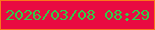文字の大きさ：4、枠の色：fa751b、背景の色：e90a41、文字の色：33ca49 無料ブログパーツのブログ時計