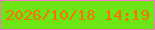 文字の大きさ：1、枠の色：fa77c4、背景の色：6ee517、文字の色：fe6c0a 無料ブログパーツのブログ時計
