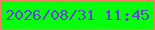 文字の大きさ：1、枠の色：fa7f66、背景の色：05ff0d、文字の色：5f45d0 無料ブログパーツのブログ時計