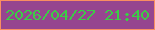 文字の大きさ：1、枠の色：fa8e61、背景の色：96458f、文字の色：3bcd46 無料ブログパーツのブログ時計