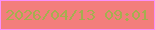 文字の大きさ：4、枠の色：fa90f9、背景の色：f37e7c、文字の色：a5ae4f 無料ブログパーツのブログ時計
