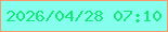 文字の大きさ：4、枠の色：fa996c、背景の色：85feed、文字の色：15e779 無料ブログパーツのブログ時計