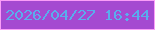 文字の大きさ：1、枠の色：fa9ef8、背景の色：a54ad1、文字の色：5aaded 無料ブログパーツのブログ時計