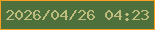 文字の大きさ：3、枠の色：fa9f20、背景の色：4d703d、文字の色：bfbd7e 無料ブログパーツのブログ時計