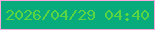 文字の大きさ：1、枠の色：faa7dd、背景の色：08ac7c、文字の色：59d443 無料ブログパーツのブログ時計