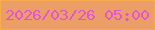 文字の大きさ：5、枠の色：faab4e、背景の色：ec9e67、文字の色：e353d5 無料ブログパーツのブログ時計