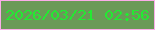 文字の大きさ：5、枠の色：faade9、背景の色：6a9a58、文字の色：23ea32 無料ブログパーツのブログ時計