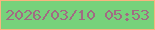 文字の大きさ：4、枠の色：fab47f、背景の色：77d27b、文字の色：a16b83 無料ブログパーツのブログ時計