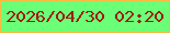 文字の大きさ：2、枠の色：fab942、背景の色：6bfe77、文字の色：a01d10 無料ブログパーツのブログ時計