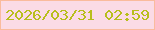 文字の大きさ：1、枠の色：fabb9d、背景の色：fbdbe6、文字の色：b8be1c 無料ブログパーツのブログ時計