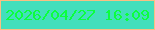 文字の大きさ：4、枠の色：fabf83、背景の色：43dfbc、文字の色：0bff3d 無料ブログパーツのブログ時計