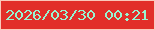 文字の大きさ：3、枠の色：fac9ba、背景の色：e22f29、文字の色：97f5d1 無料ブログパーツのブログ時計