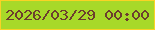 文字の大きさ：4、枠の色：fad325、背景の色：a8d929、文字の色：6c3e2e 無料ブログパーツのブログ時計