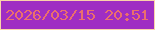 文字の大きさ：3、枠の色：fad3aa、背景の色：9f2ec3、文字の色：eb6f6c 無料ブログパーツのブログ時計