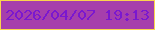 文字の大きさ：3、枠の色：fad54e、背景の色：a63fac、文字の色：7a18cf 無料ブログパーツのブログ時計