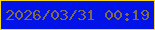 文字の大きさ：4、枠の色：fad821、背景の色：0213e8、文字の色：826b4d 無料ブログパーツのブログ時計