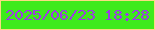 文字の大きさ：5、枠の色：fadb82、背景の色：3eea1c、文字の色：9d3be5 無料ブログパーツのブログ時計