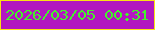文字の大きさ：5、枠の色：fae314、背景の色：b217c0、文字の色：43f32a 無料ブログパーツのブログ時計