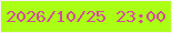 文字の大きさ：4、枠の色：faeef4、背景の色：aaff15、文字の色：d44c9a 無料ブログパーツのブログ時計