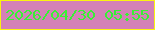 文字の大きさ：5、枠の色：faf410、背景の色：d481b7、文字の色：38f134 無料ブログパーツのブログ時計