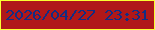 文字の大きさ：2、枠の色：faff33、背景の色：b0181a、文字の色：122d85 無料ブログパーツのブログ時計