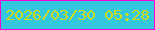 文字の大きさ：5、枠の色：fb02da、背景の色：33c8dd、文字の色：cfdc1a 無料ブログパーツのブログ時計