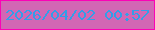 文字の大きさ：1、枠の色：fb03b6、背景の色：d267b4、文字の色：339ee8 無料ブログパーツのブログ時計