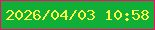 文字の大きさ：5、枠の色：fb0473、背景の色：10af37、文字の色：fefb40 無料ブログパーツのブログ時計