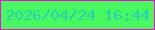 文字の大きさ：1、枠の色：fb05de、背景の色：47f85f、文字の色：29ceb9 無料ブログパーツのブログ時計