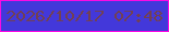 文字の大きさ：4、枠の色：fb0ae4、背景の色：4338da、文字の色：714054 無料ブログパーツのブログ時計